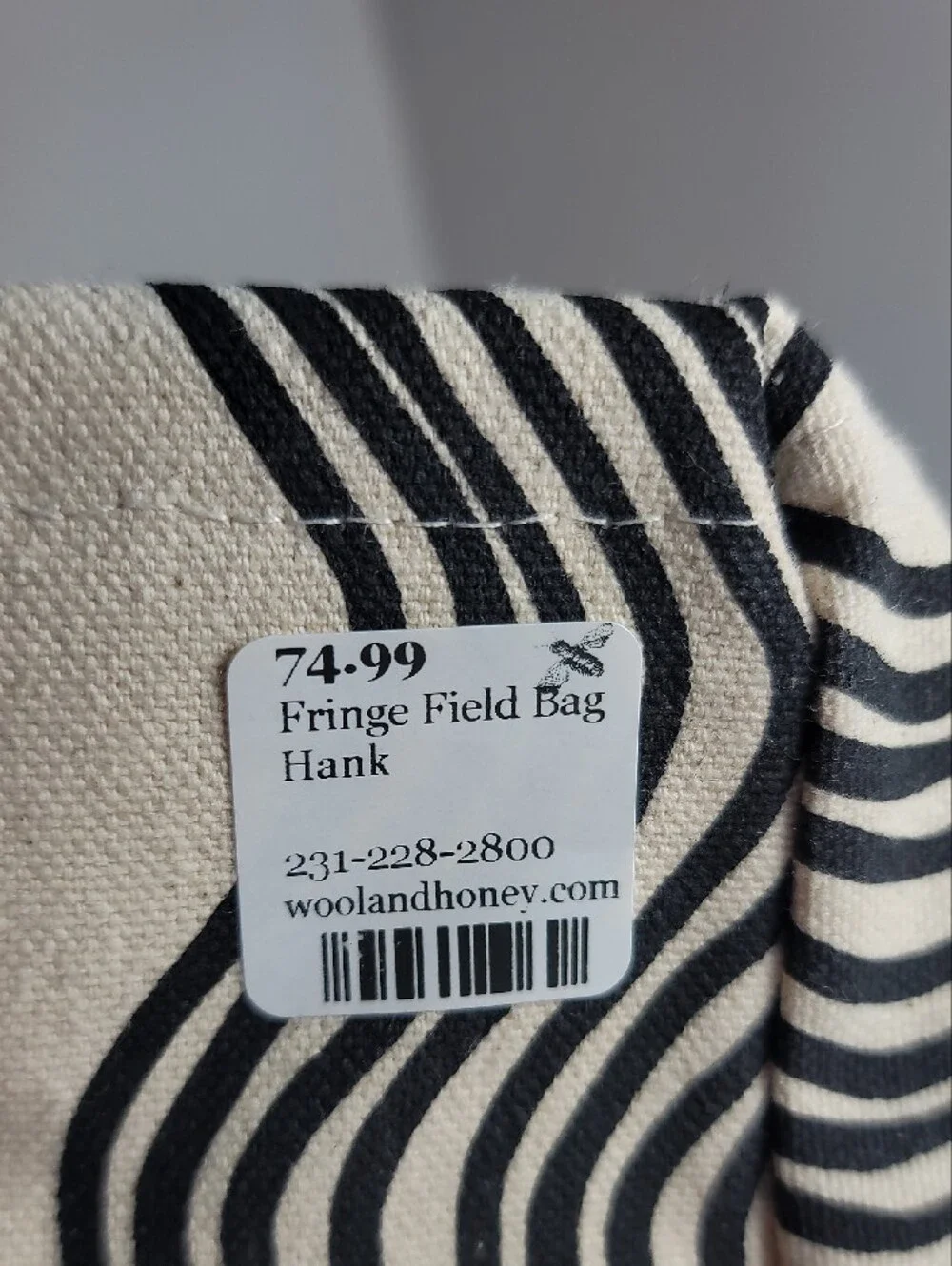 Jen Hewett Black & Cream Patterned Canvas Knitting Bag - NWT - Picture 5 of 9